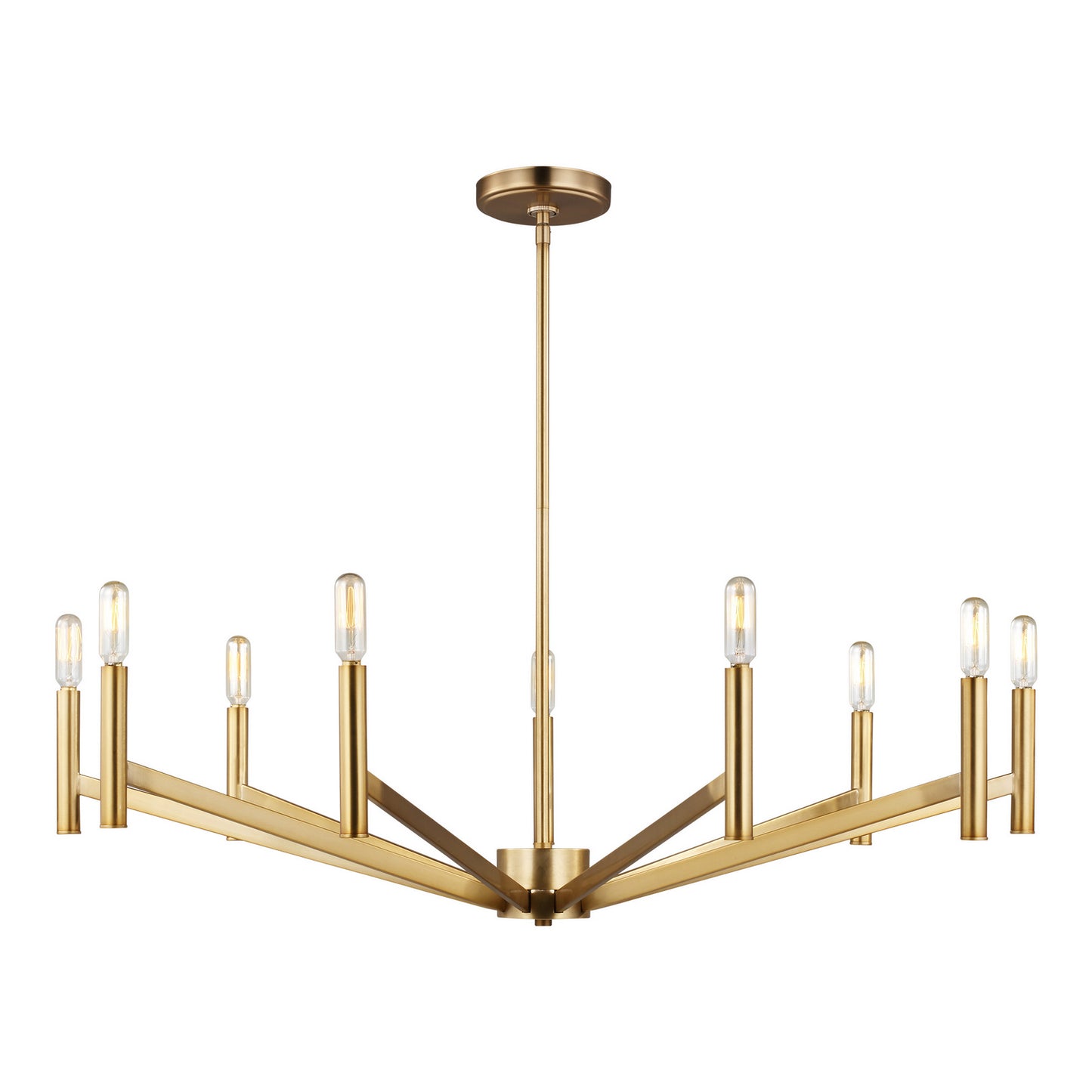 Vector Nine Light Chandelier in Satin Brass