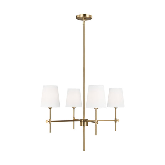 Baker Four Light Chandelier in Satin Brass