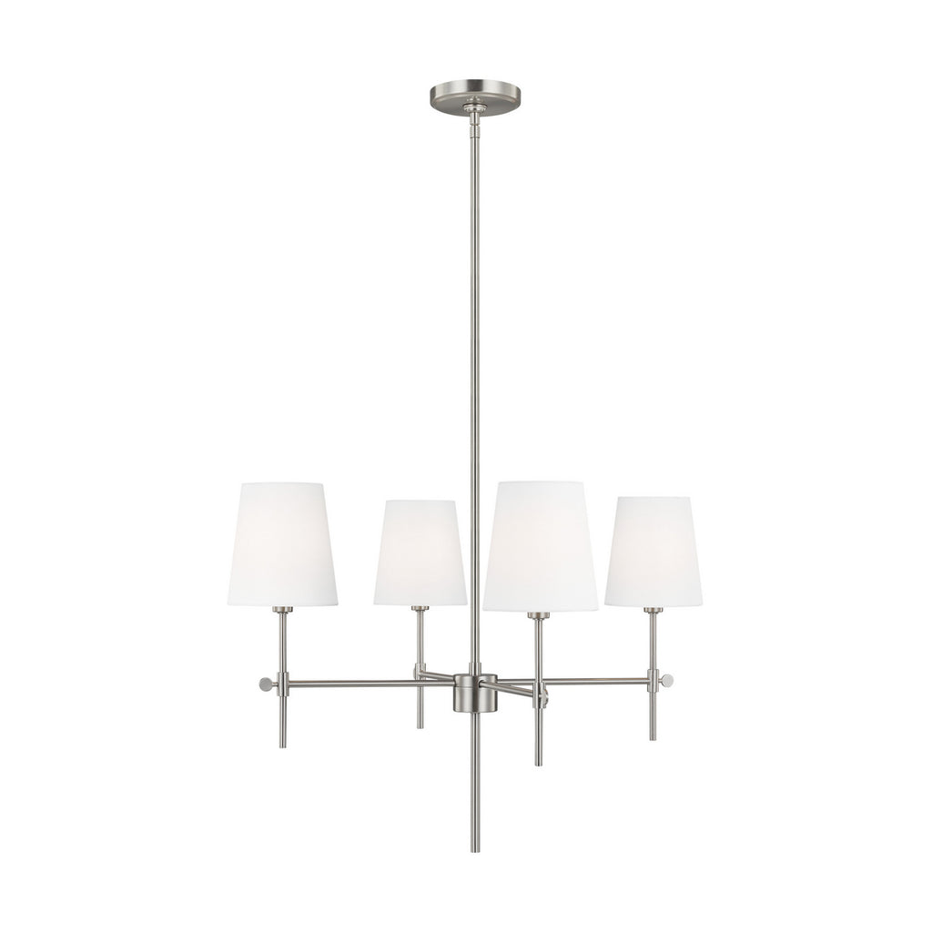 Baker Four Light Chandelier in Brushed Nickel