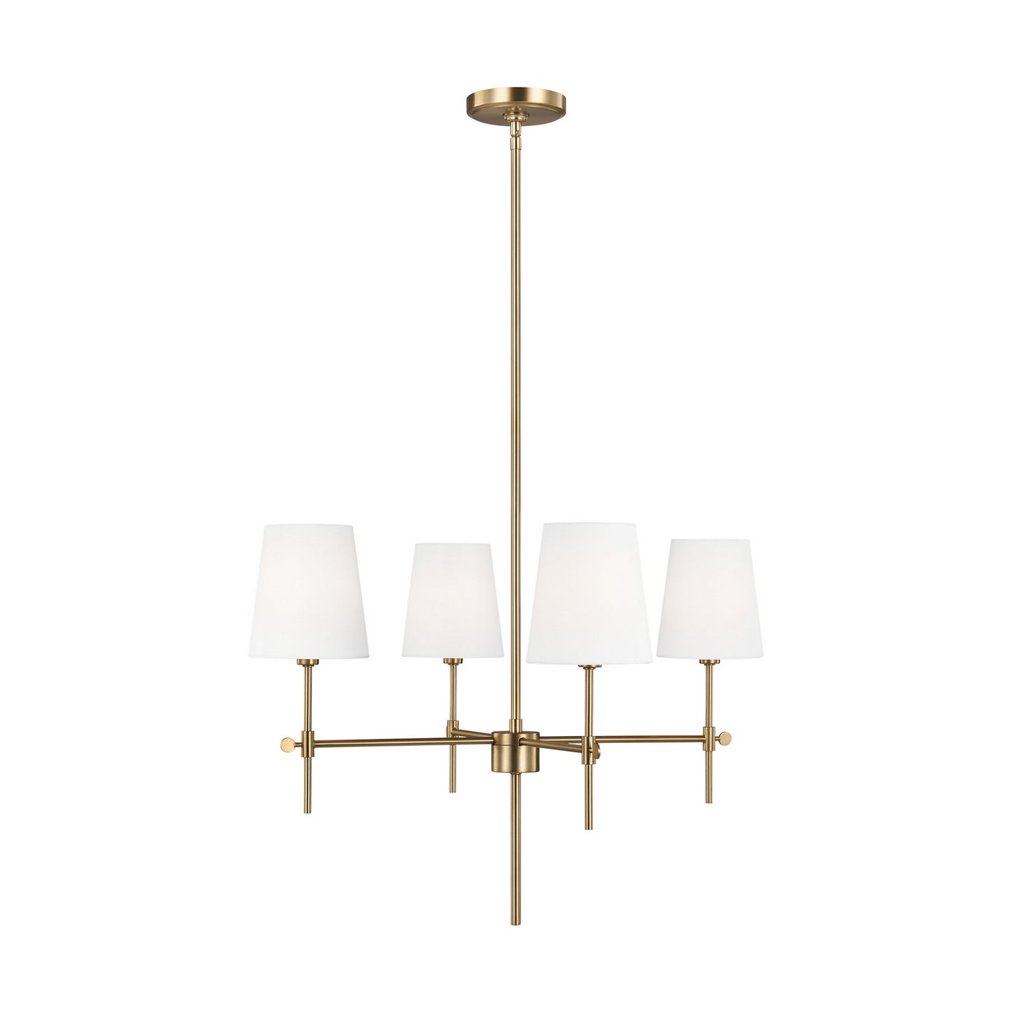 Baker Four Light Chandelier in Satin Brass