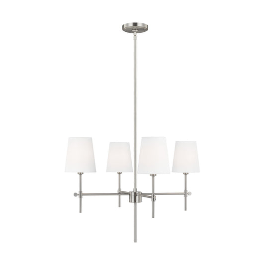 Baker Four Light Chandelier in Brushed Nickel