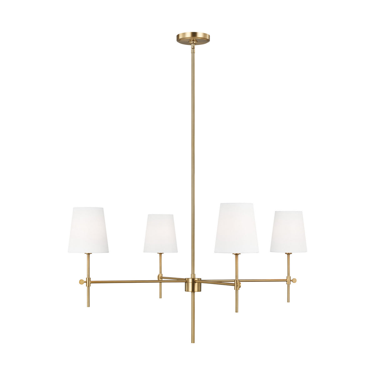 Baker Four Light Chandelier in Satin Brass