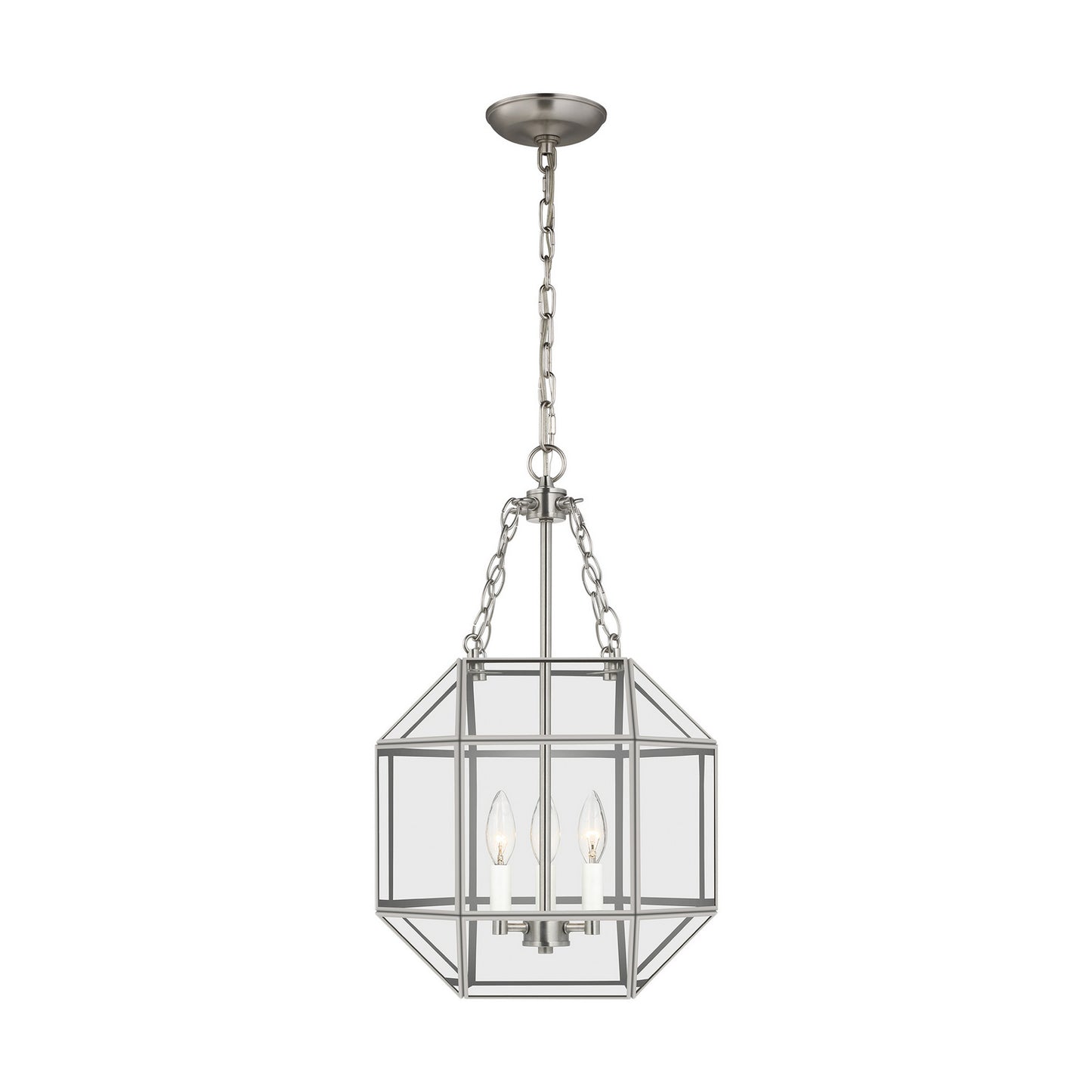 Morrison Three Light Lantern in Brushed Nickel