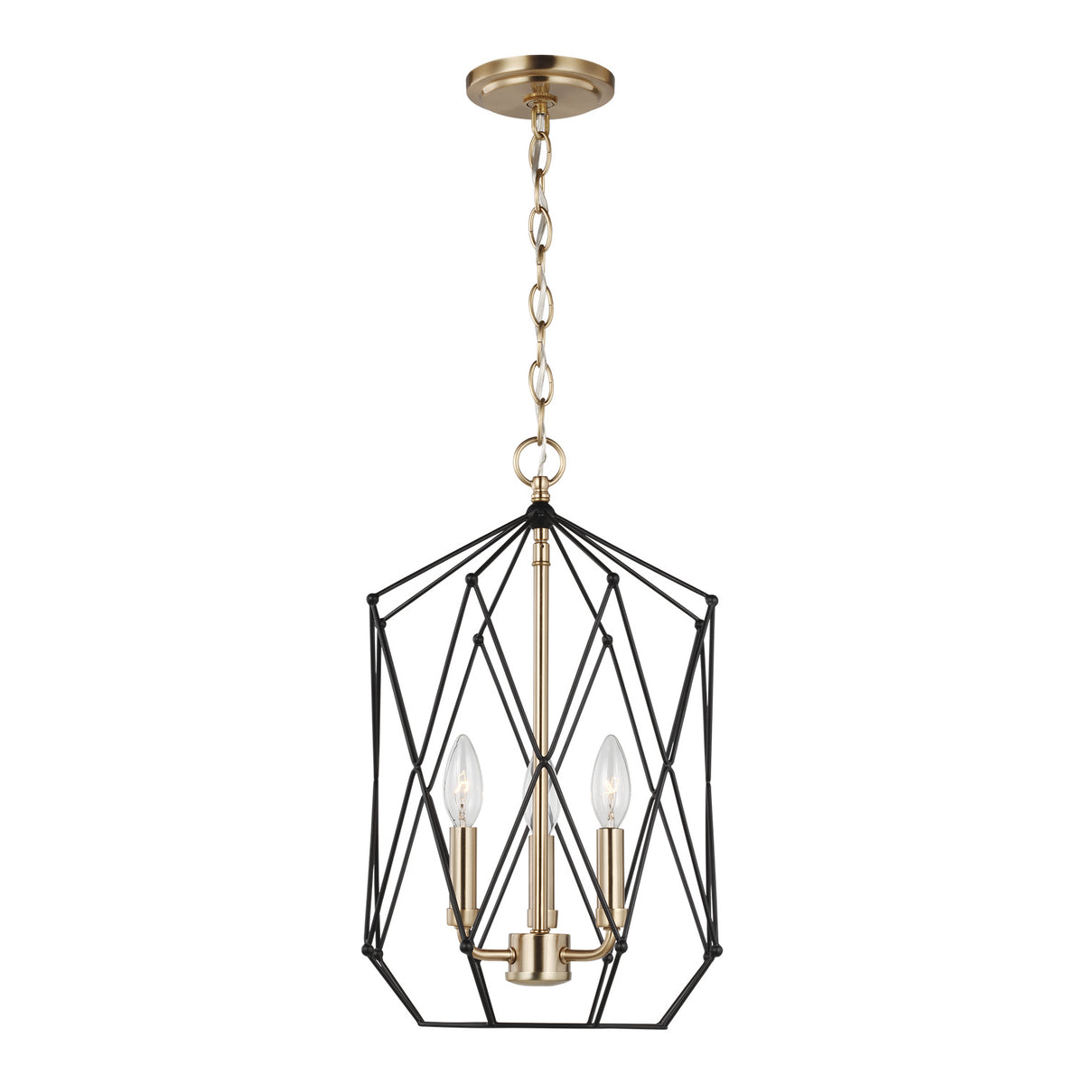 Zarra Three Light Lantern in Satin Brass