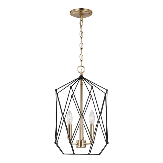 Zarra Three Light Lantern in Satin Brass