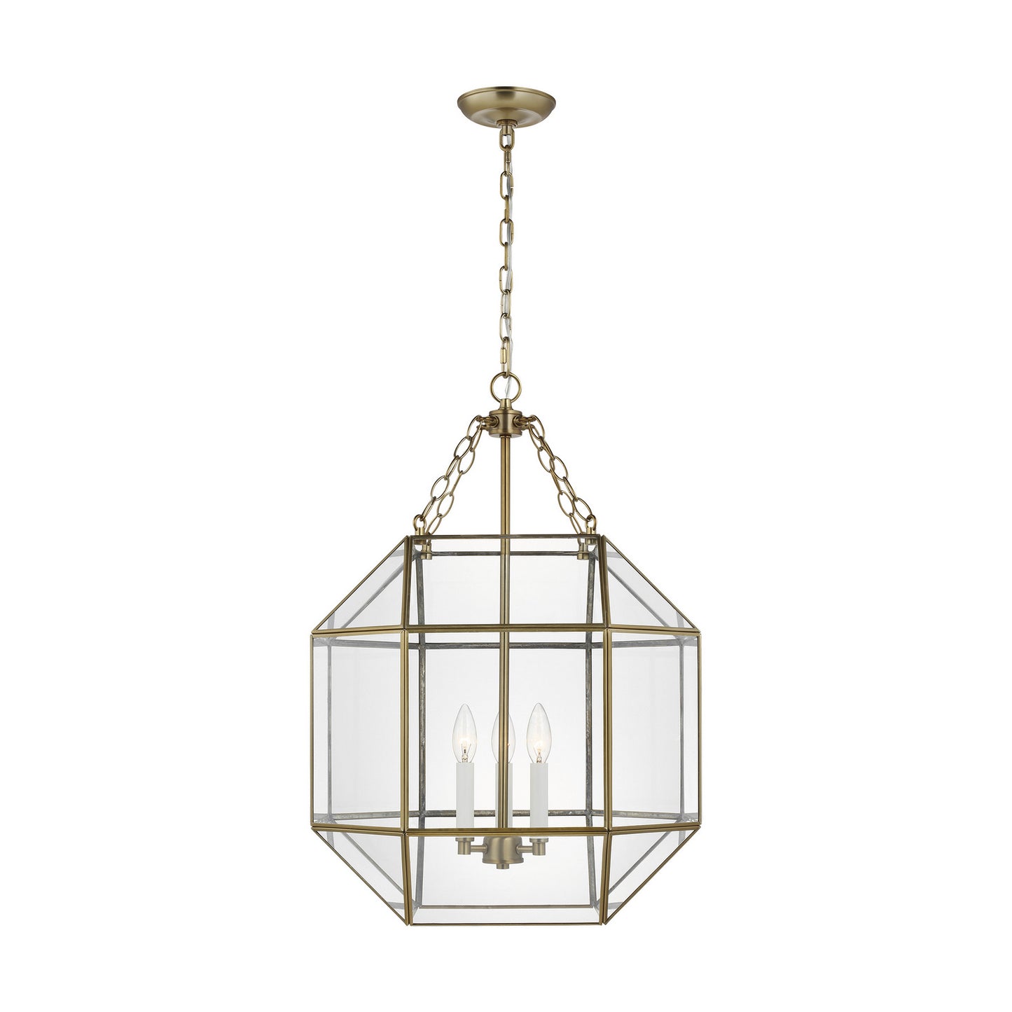 Morrison Three Light Lantern in Satin Brass