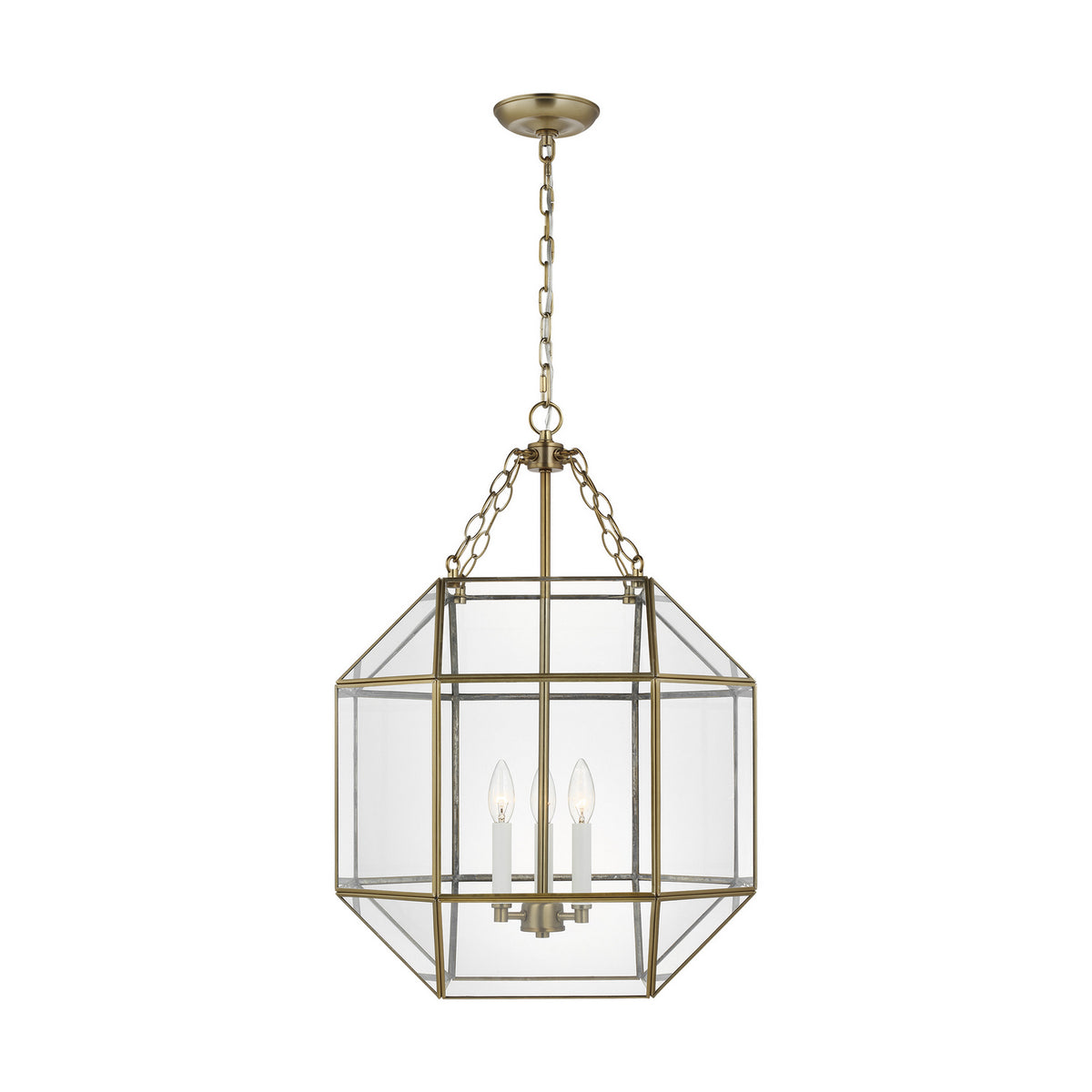 Morrison Three Light Lantern in Satin Brass