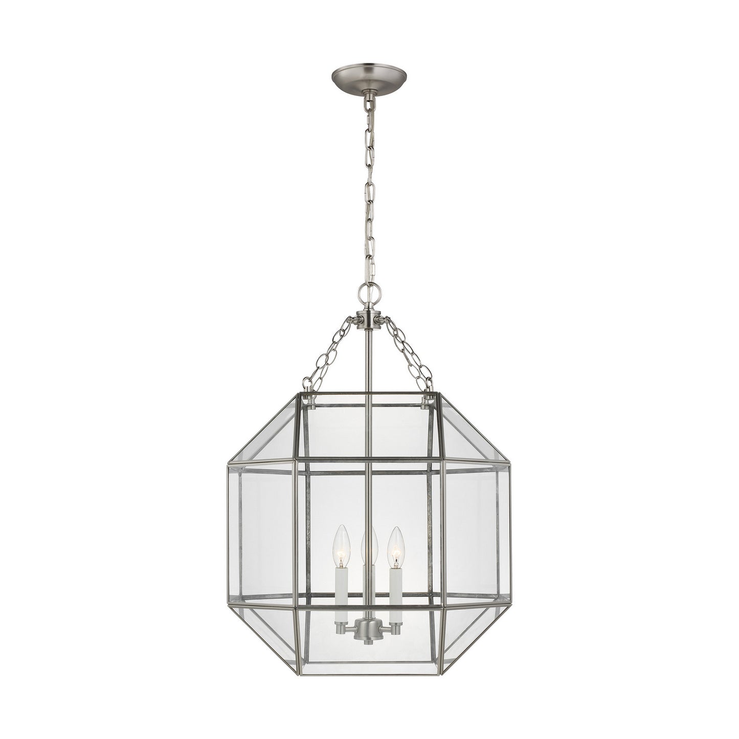 Morrison Three Light Lantern in Brushed Nickel