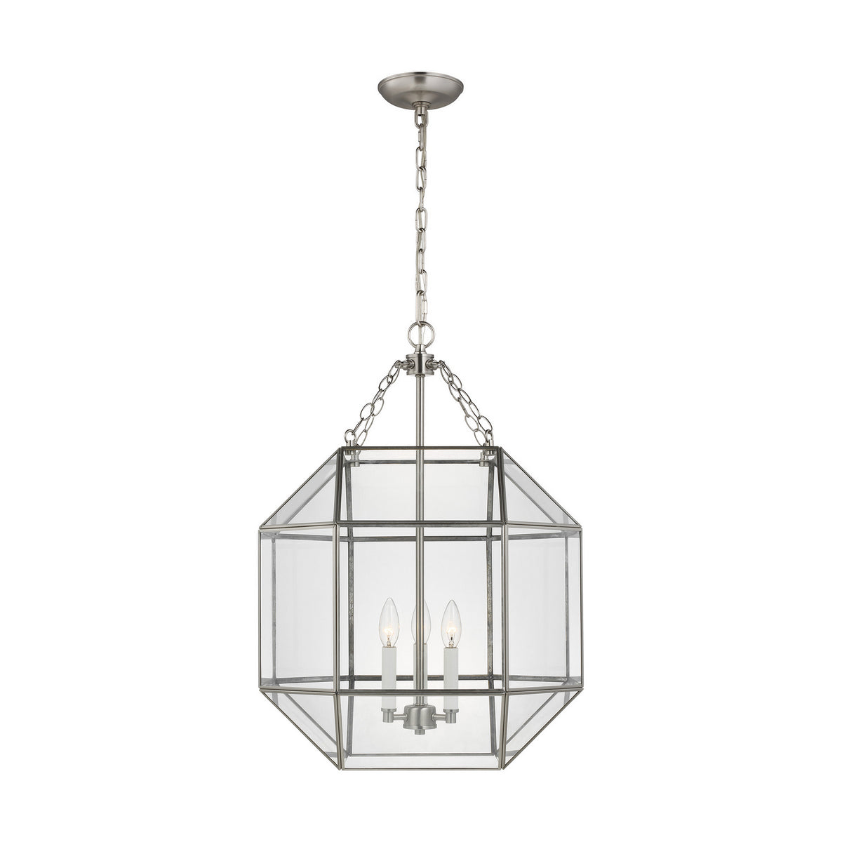 Morrison Three Light Lantern in Brushed Nickel