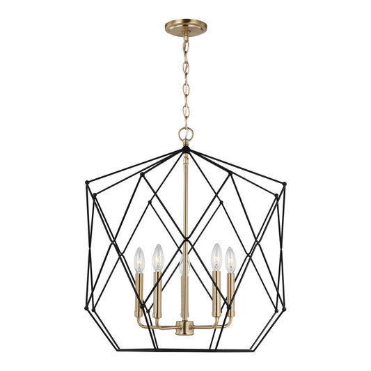 Zarra Five Light Lantern in Satin Brass