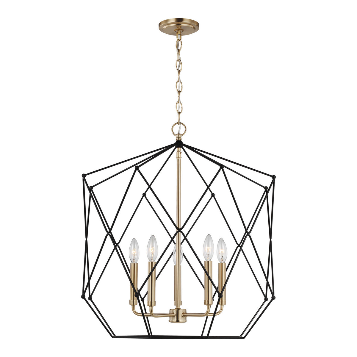 Zarra Five Light Lantern in Satin Brass