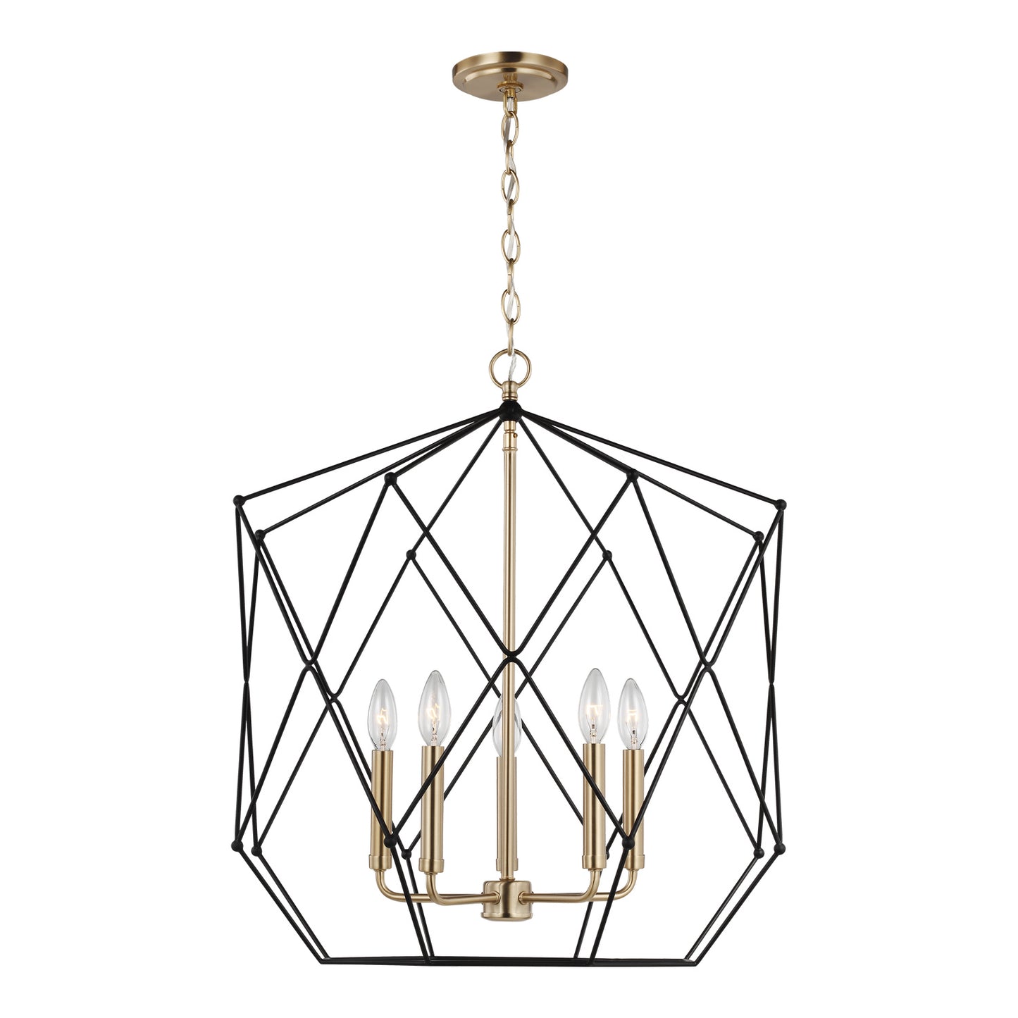 Zarra Five Light Lantern in Satin Brass