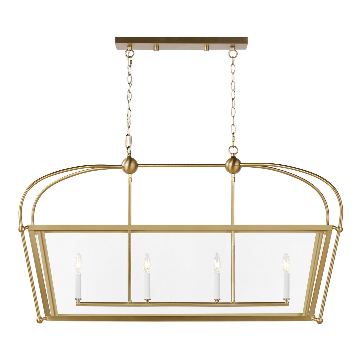 Charleston Four Light Linear Lantern in Satin Brass