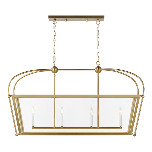 Charleston Four Light Linear Lantern in Satin Brass