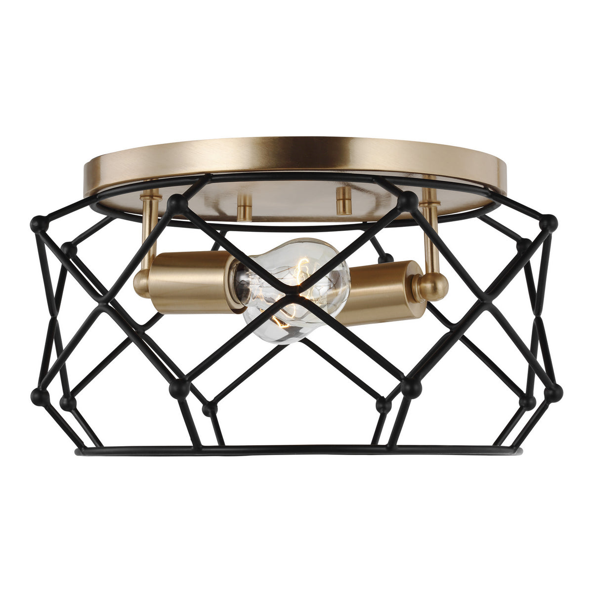Zarra Two Light Flush Mount in Satin Brass