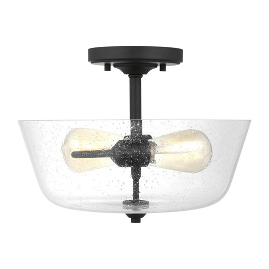 Belton Two Light Semi-Flush Mount in Midnight Black