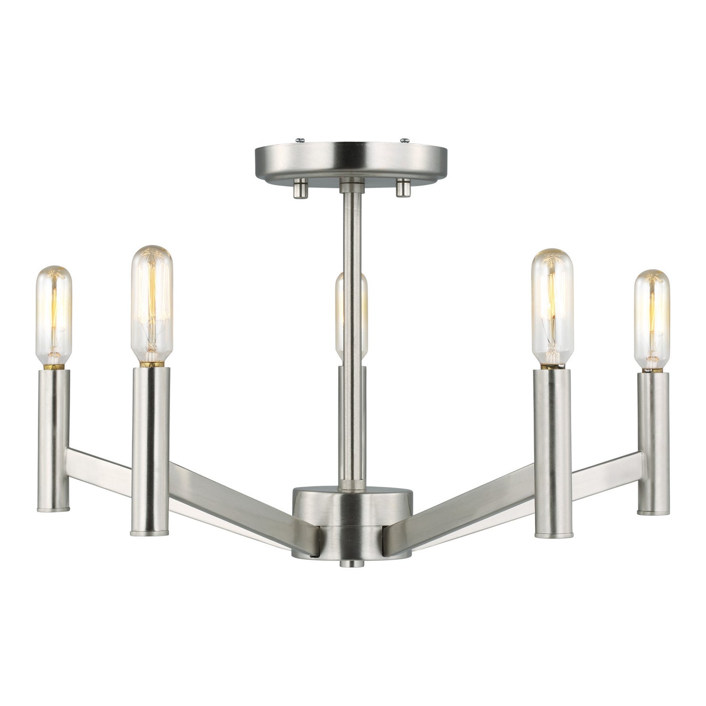 Vector Five Light Semi-Flush Mount in Brushed Nickel
