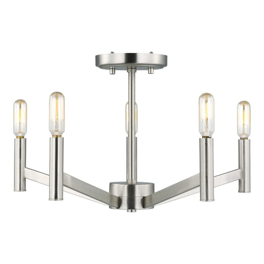 Vector Five Light Semi-Flush Mount in Brushed Nickel