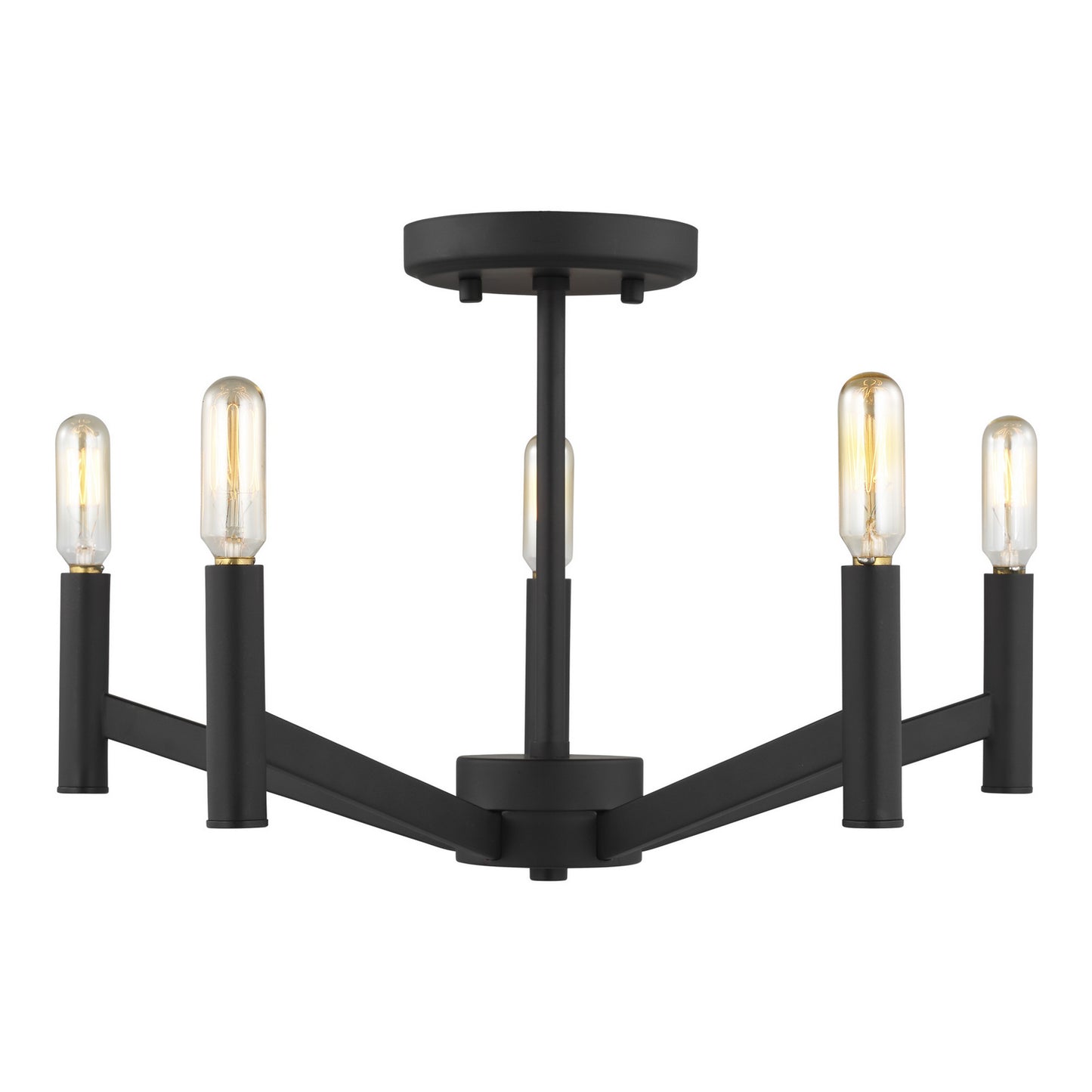 Vector Five Light Semi-Flush Mount in Midnight Black