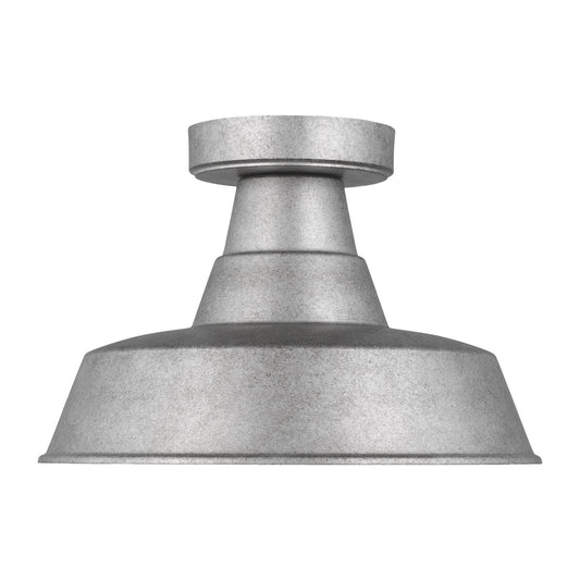 Barn Light One Light Outdoor Flush Mount in Weathered Pewter