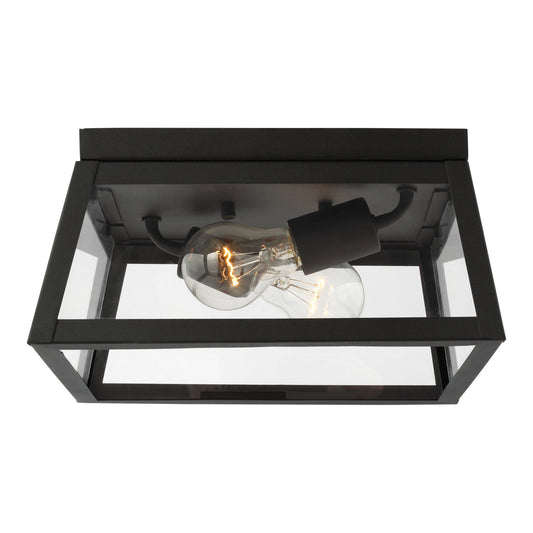 Founders Two Light Outdoor Flush Mount in Black