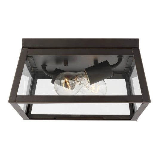 Founders Two Light Outdoor Flush Mount in Antique Bronze
