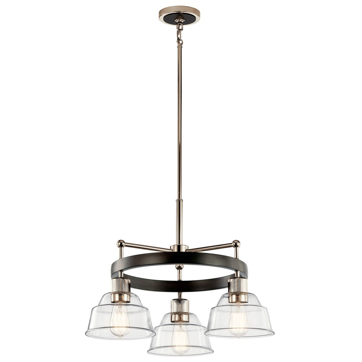 Eastmont Three Light Chandelier in Polished Nickel