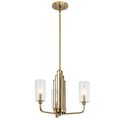 Kimrose Three Light Chandelier in Brushed Natural Brass