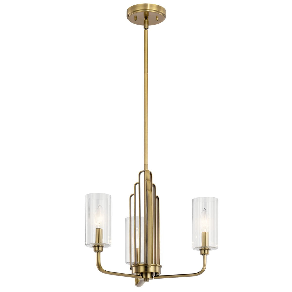 Kimrose Three Light Chandelier in Brushed Natural Brass