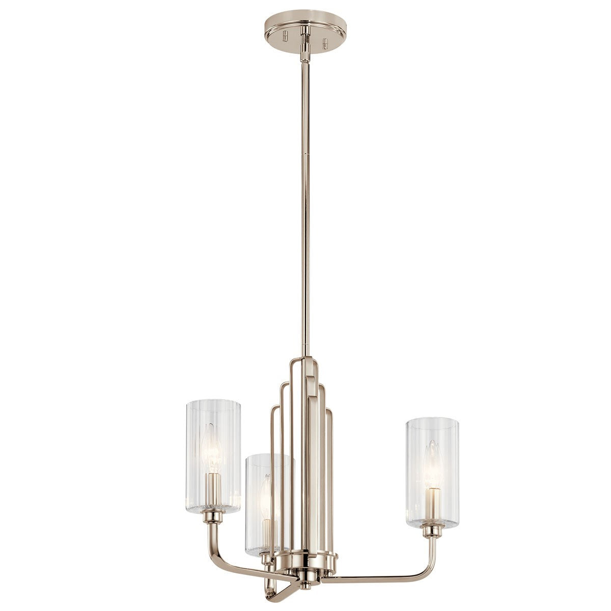 Kimrose Three Light Chandelier in Polished Nickel