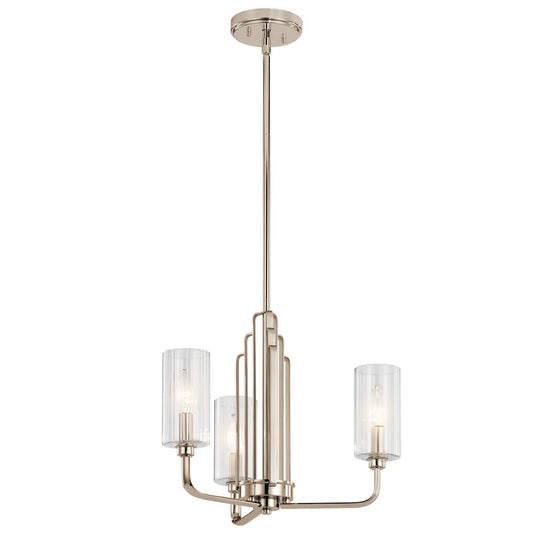 Kimrose Three Light Chandelier in Polished Nickel