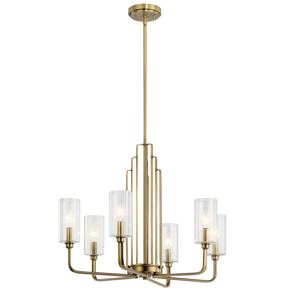 Kimrose Six Light Chandelier in Brushed Natural Brass