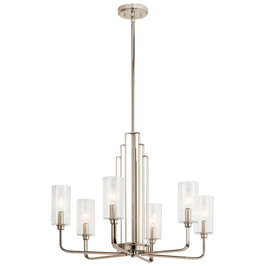 Kimrose Six Light Chandelier in Polished Nickel