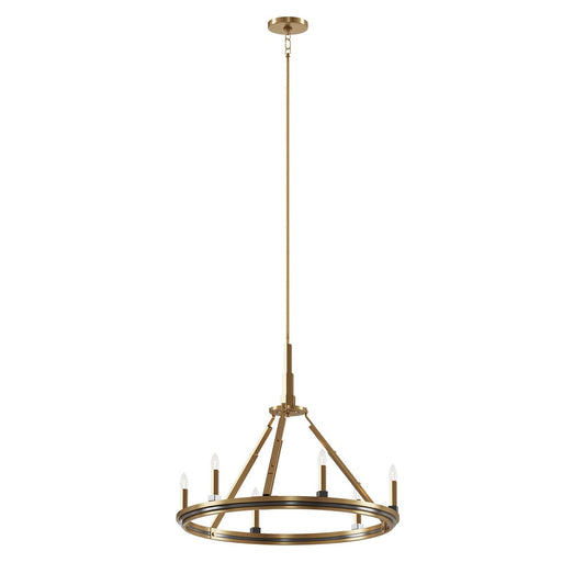 Emmala Six Light Chandelier in Brushed Natural Brass