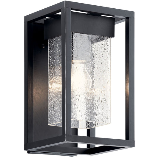 Mercer One Light Outdoor Wall Mount in Black With Silver Highlights