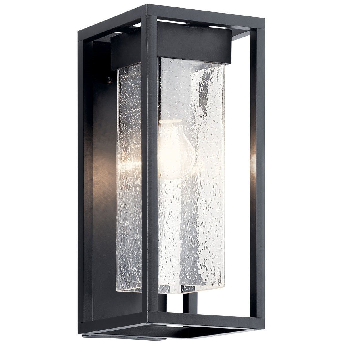 Mercer One Light Outdoor Wall Mount in Black With Silver Highlights