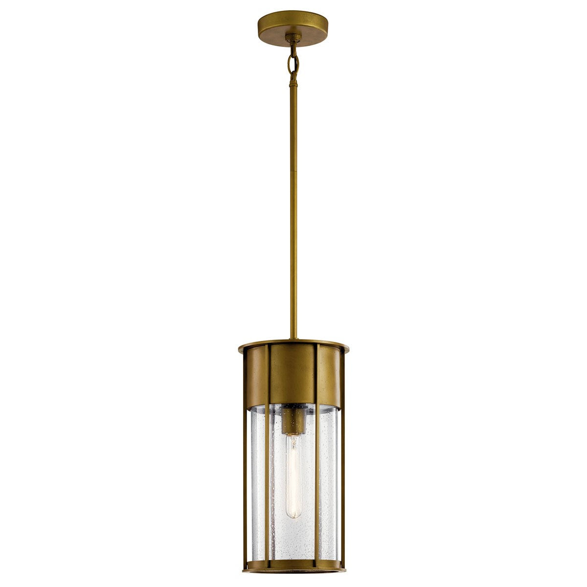 Camillo One Light Outdoor Pendant in Natural Brass