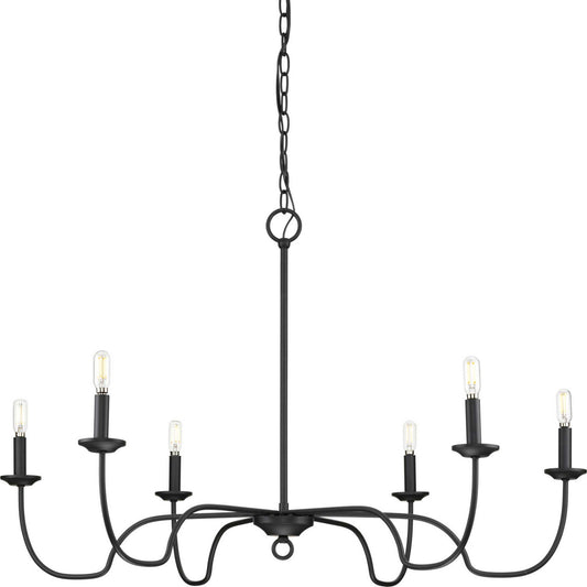 Canebrake Six Light Chandelier in Matte Black