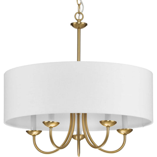 Drum Shade Five Light Chandelier in Brushed Bronze
