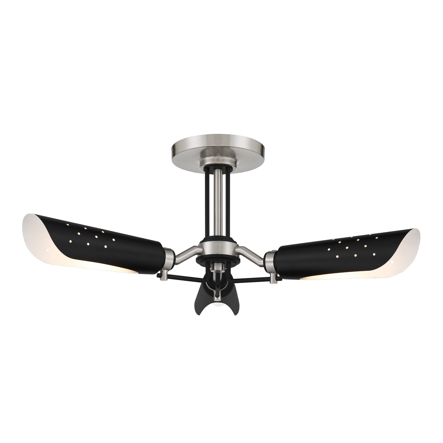 George Kovacs - P1693-691 - Three Light Semi Flush Mount - Turbine - Brushed Nickel and Coal Highlights