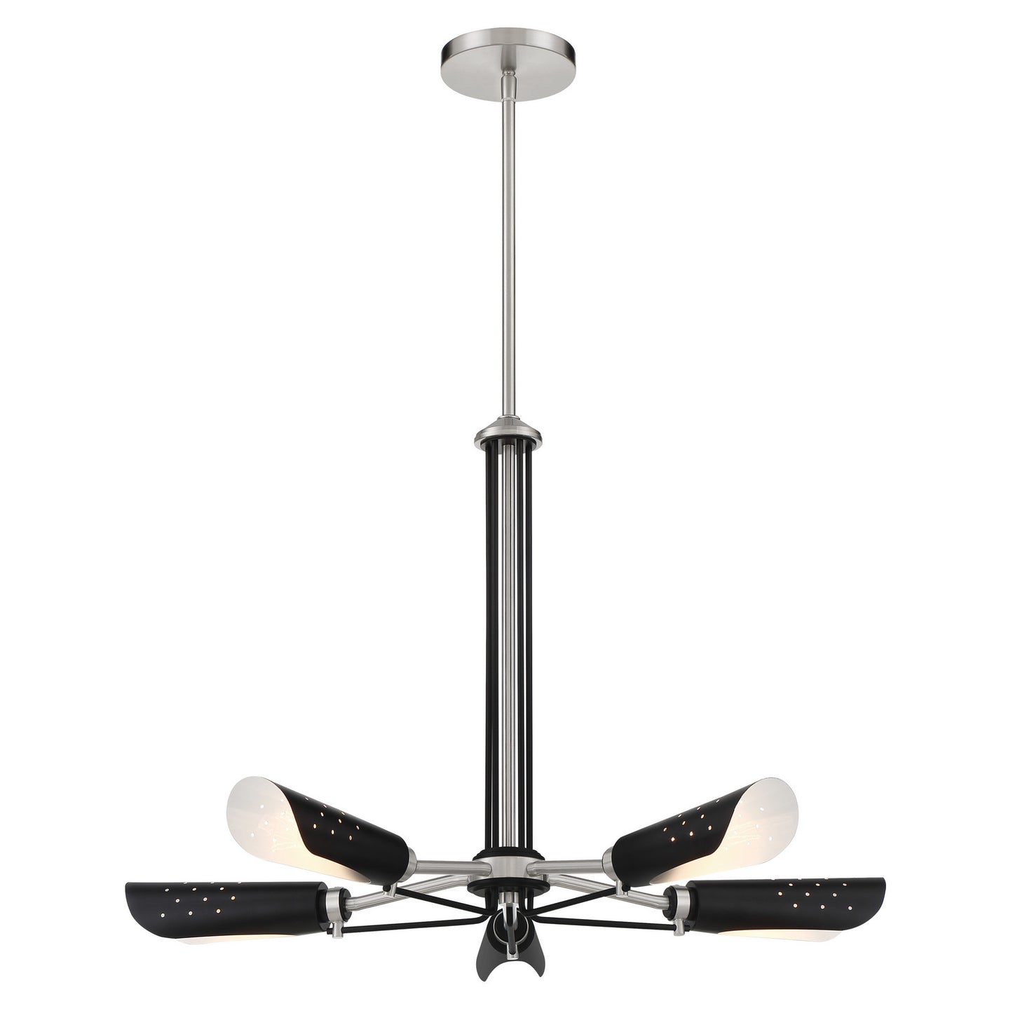 George Kovacs - P1695-691 - Five Light Chandelier - Turbine - Brushed Nickel and Coal Highlights