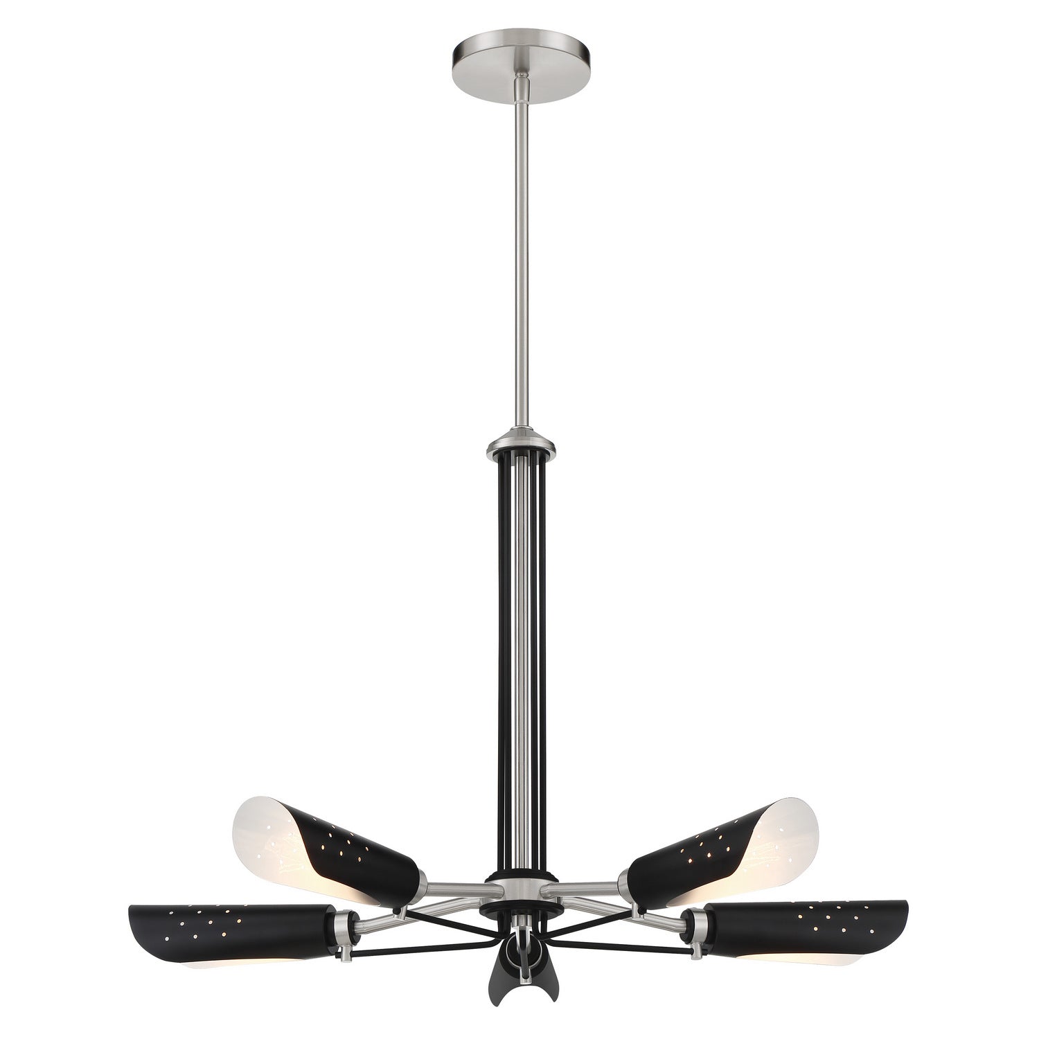 George Kovacs - P1695-691 - Five Light Chandelier - Turbine - Brushed Nickel and Coal Highlights