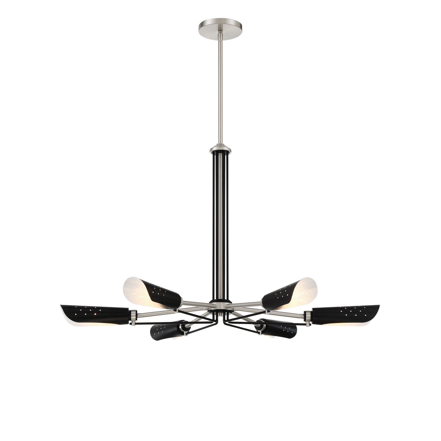 George Kovacs - P1696-691 - Six Light Chandelier - Turbine - Brushed Nickel and Coal Highlights