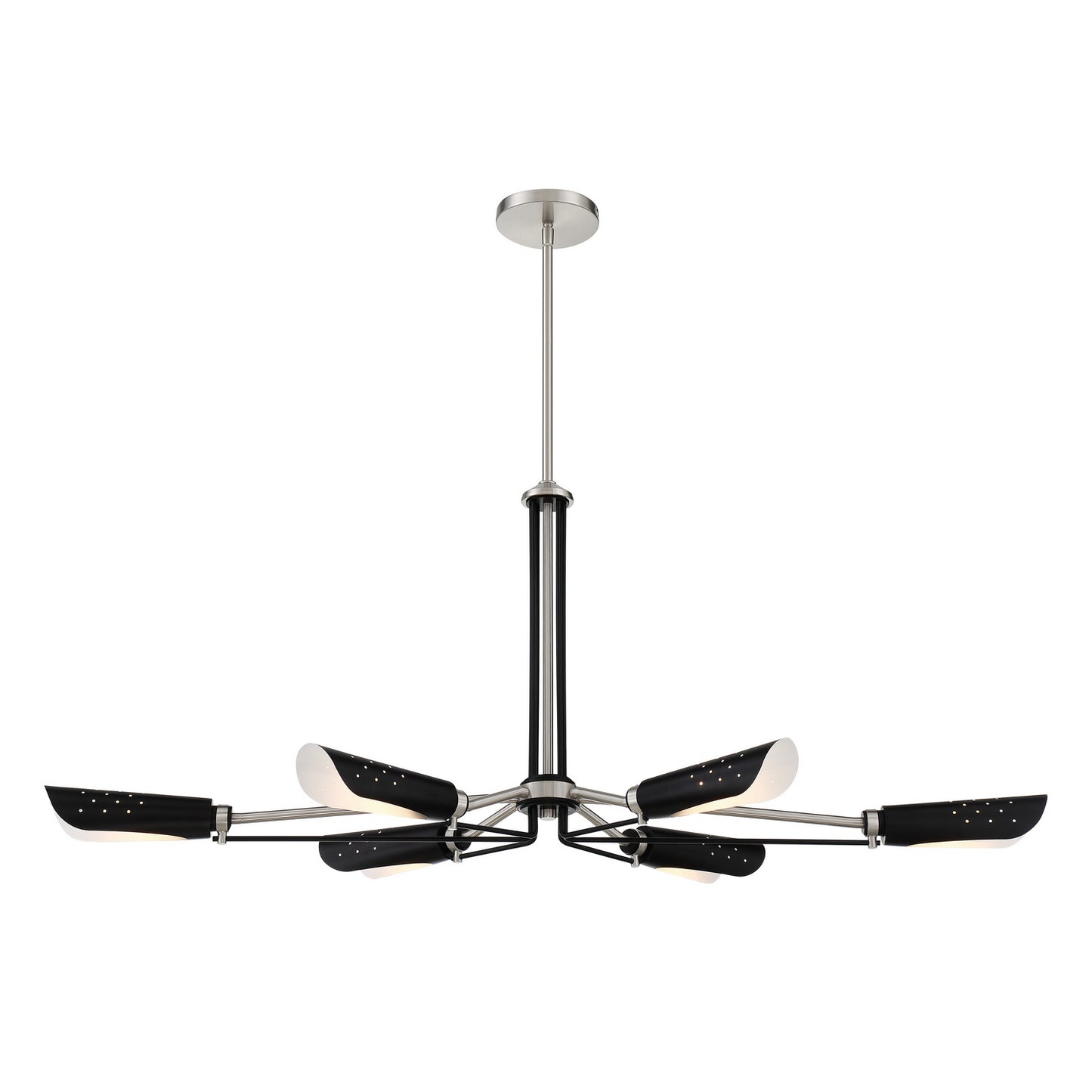 George Kovacs - P1697-691 - Six Light Island Pendant - Turbine - Brushed Nickel and Coal Highlights