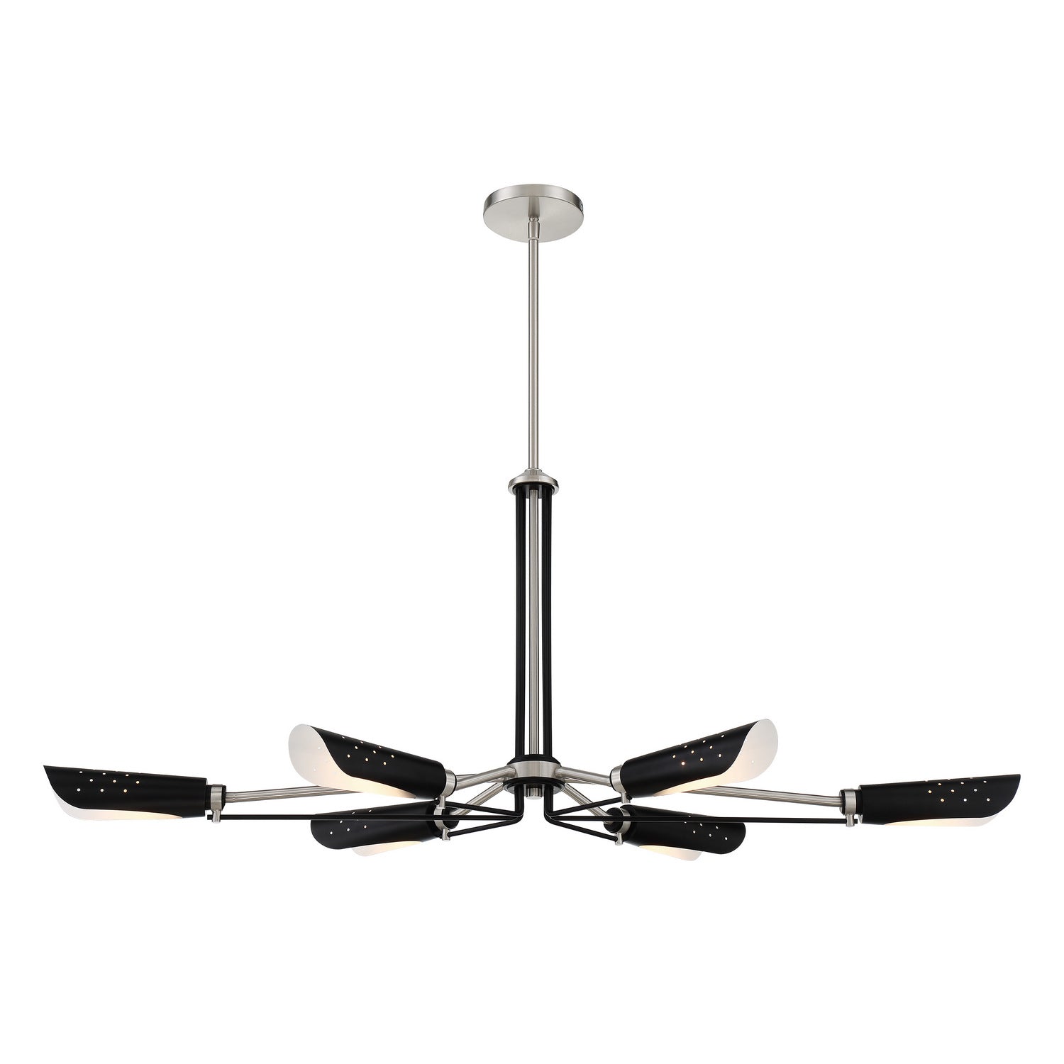 George Kovacs - P1697-691 - Six Light Island Pendant - Turbine - Brushed Nickel and Coal Highlights