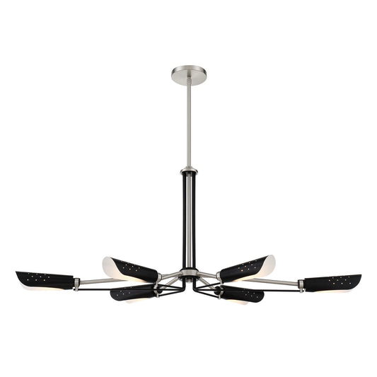 George Kovacs - P1697-691 - Six Light Island Pendant - Turbine - Brushed Nickel and Coal Highlights