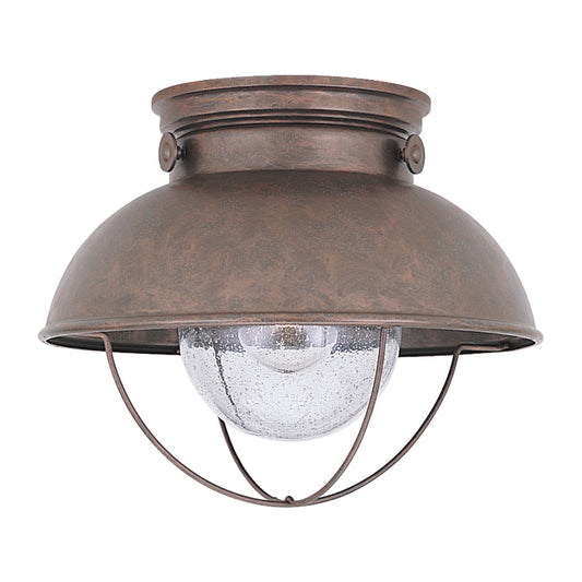 Sebring One Light Outdoor Flush Mount in Weathered Copper