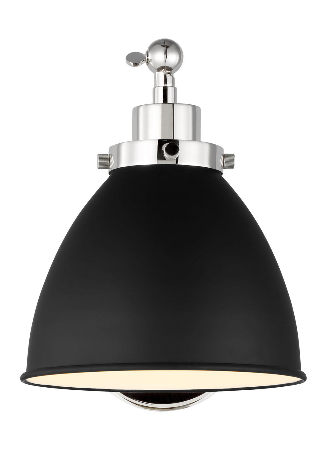 Wellfleet One Light Wall Sconce in Midnight Black and Polished Nickel