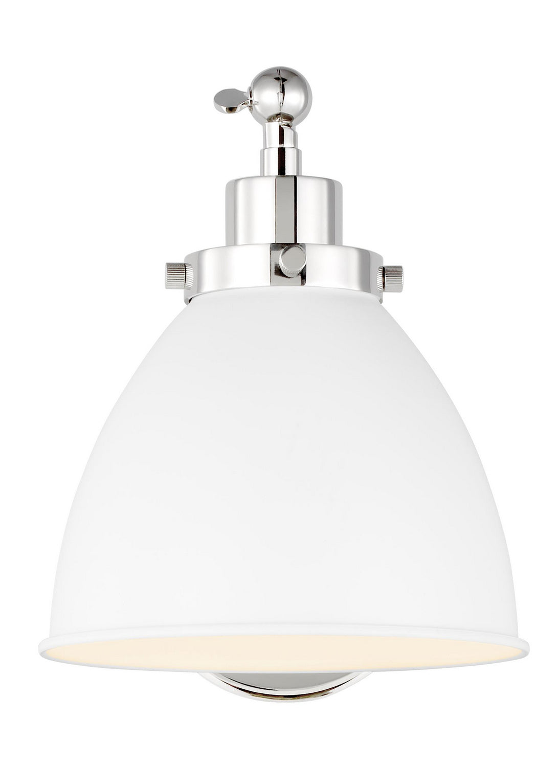 Wellfleet One Light Wall Sconce in Matte White and Polished Nickel