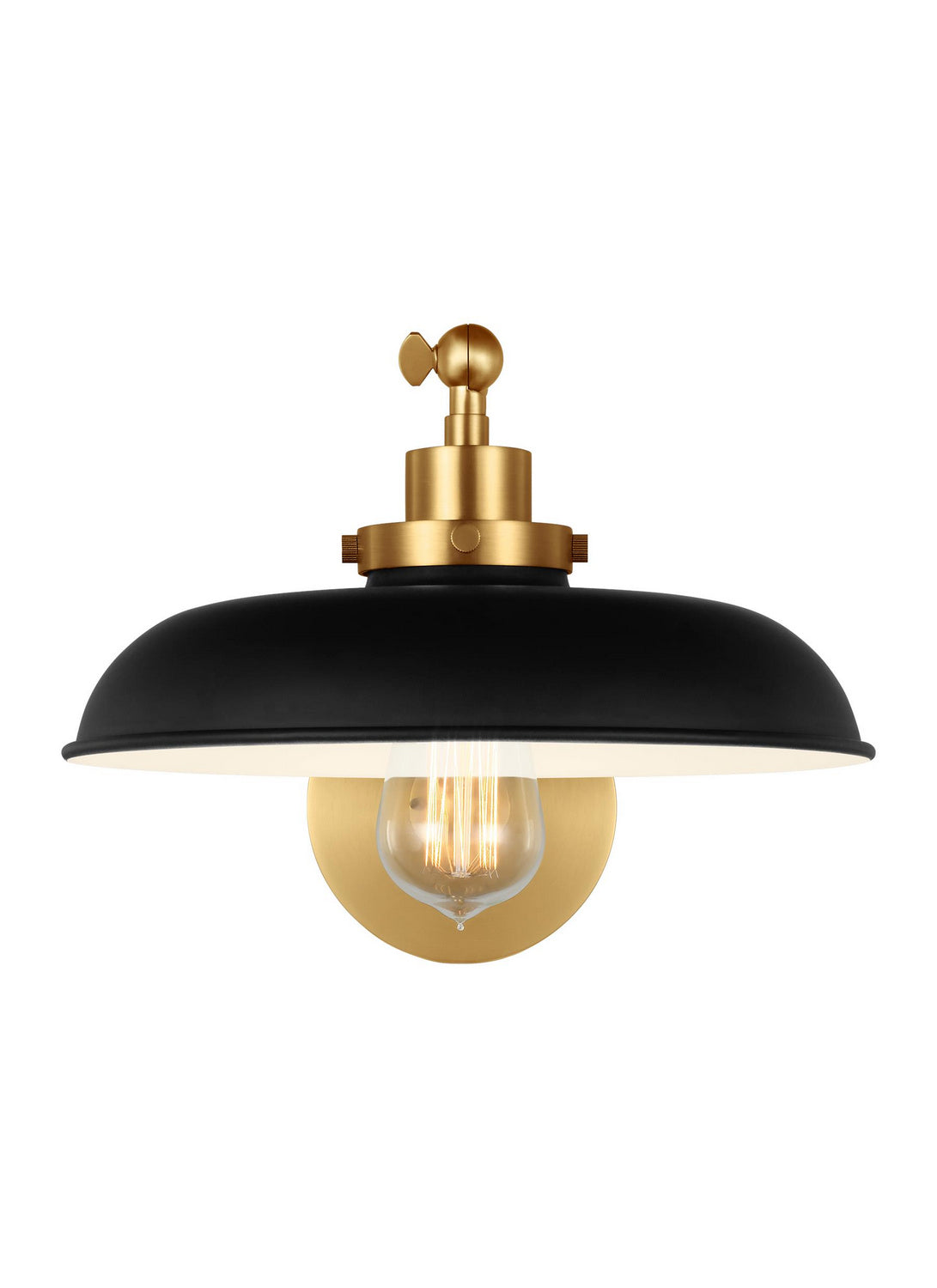 Wellfleet One Light Wall Sconce in Midnight Black and Burnished Brass